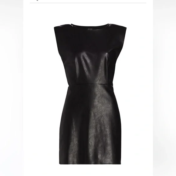NWT En Saison Lana Vegan Leather Padded Shoulder Minidress